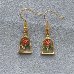 Beauty and Beast Rose Bell Earrings